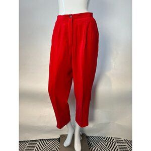 Silks By Joan Leslie Red Silk Pants Womens US 8 UK 10 Elastic Waist Relaxed Fit